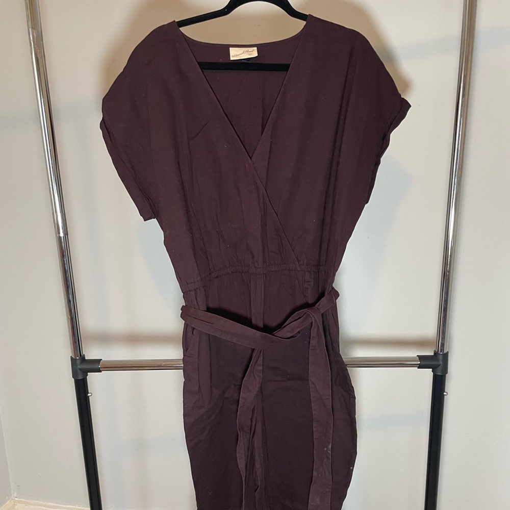 Universal thread maroon jumpsuit with tie